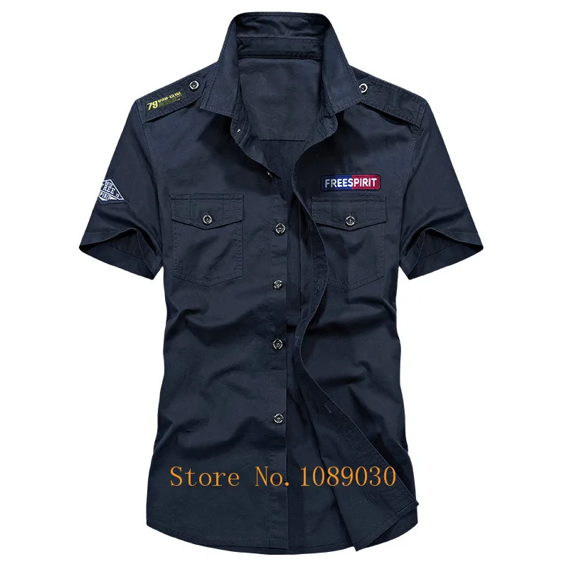 Высокое качество вышивка Для мужчин Рубашка милитари Стиль camisa masculina chemise homme Для мужчин одежда 2018 летняя футболка с коротким рукавом Для
