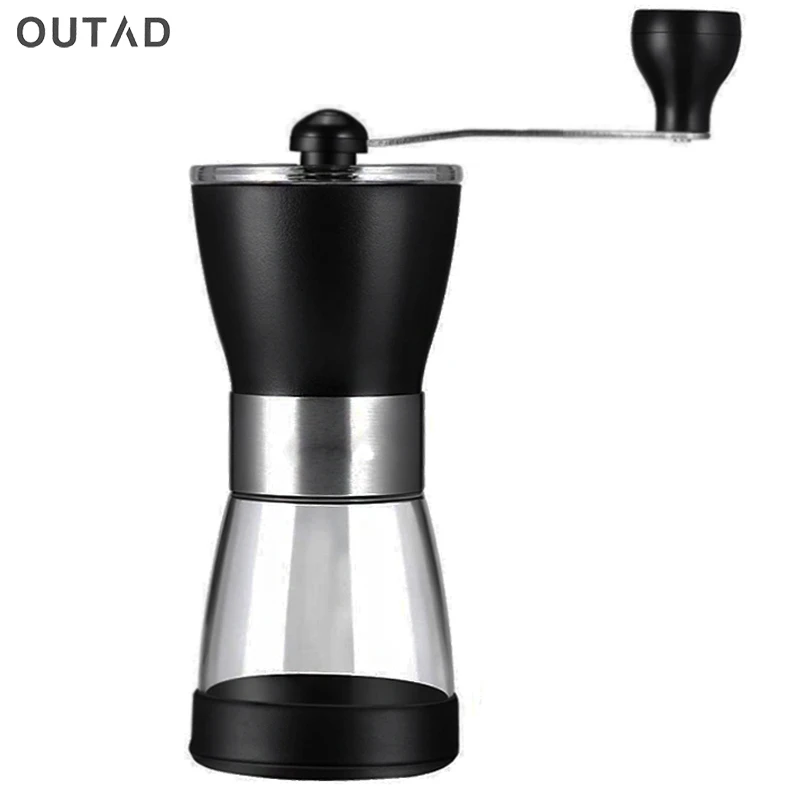 

OUTAD Portable Manual Ceramic Coffee Grinder Washable ABS Ceramic core Stainless Steel Home Kitchen Mini Manual Hand Coffee