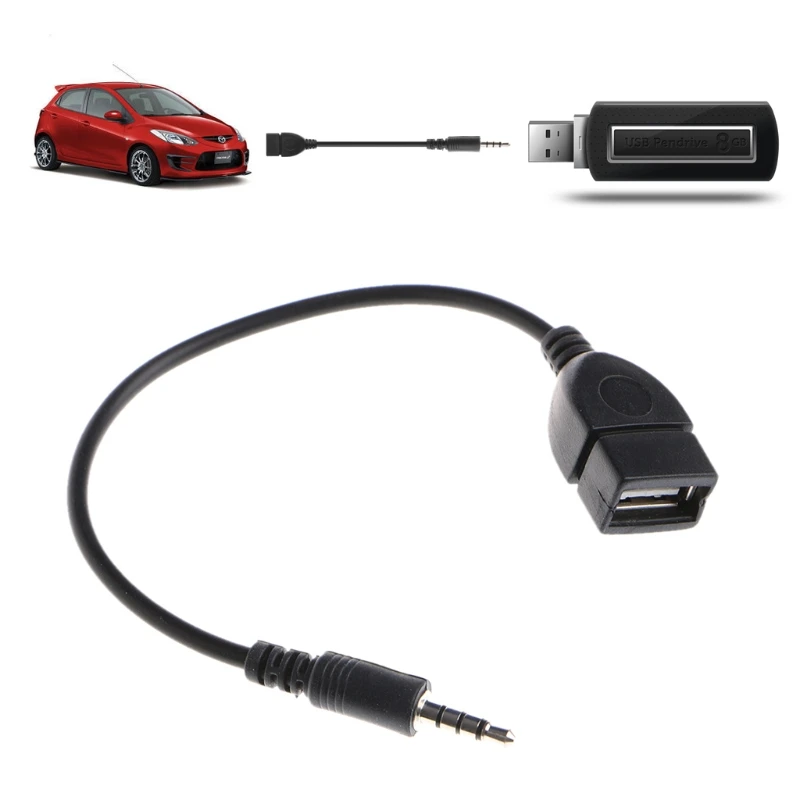 Кабель адаптер OOTDTY 20 см 3 5 мм штекер Jack к USB 2 0 Женский автомобильный стерео AUX