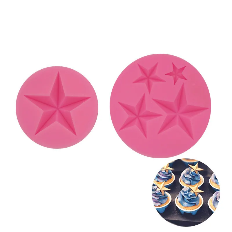 

4YANG 3D Pentagram Silicone Mold Star Fondant Cake Pastry Decorating Tool DIY Dessert Chocolate Sugarcraft Kitchen Baking Mould