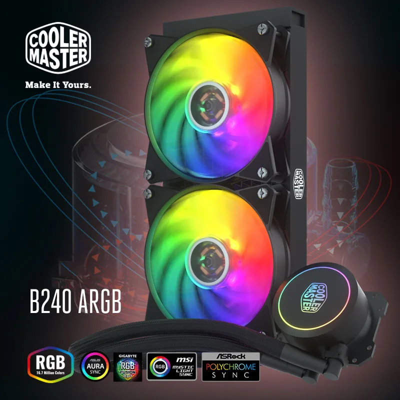 Cooler Master MLW-D24M-A16PA-C1 B240 ARGB cpu кулер для воды двойной 120 мм адресуемый RGB вентилятор cpu жидкостное охлаждение для Intel/AMD