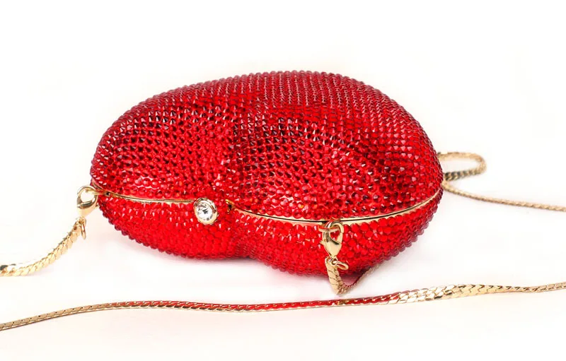 Deluxe Crystal Clutch bags Red Heart Clutch Evening Bag Coeur 