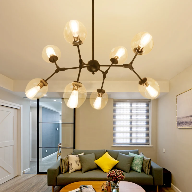Черные/Золотые дизайнерские люстры в скандинавском стиле ветви ретро искусства