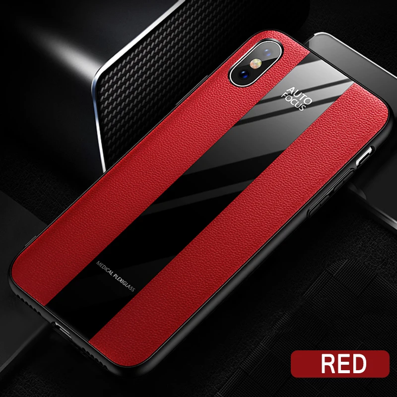 

Phone Case For Iphone 7 Plus 8 X XR 6 6s Plus XS Pu Leather Plexiglass Soft Luxury Back Cover Coque Case For Iphone Xs Max Case