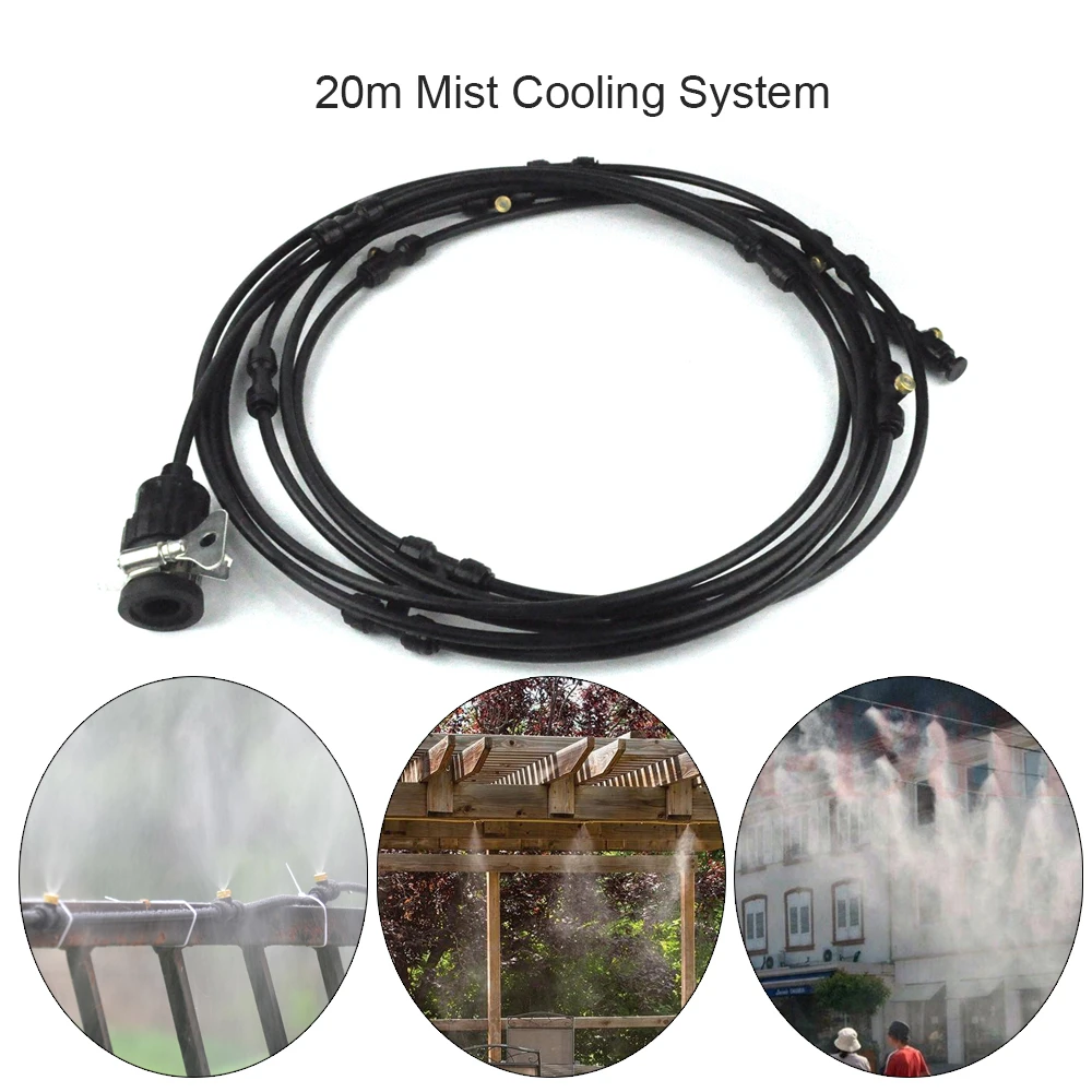 20m Water Hose Diy Mist Cooling System With Universal Faucet Adapter Connector Brass Nozzle Sprayer Outdoor Garden Watering Kit Watering Kits Aliexpress