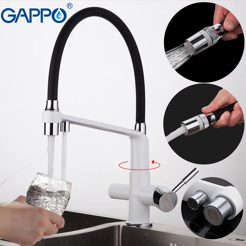 GAPPO kitchen faucet gold and black water taps filter faucets mixer Rotatable kitchen water purifier mixers deck mounted