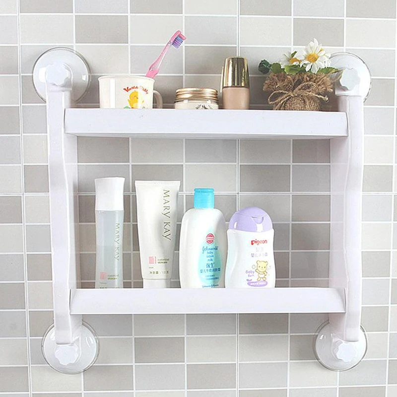 Bathroom Shelf 2 Tier Multifunctional Layer Rack Wall Mounted Utility