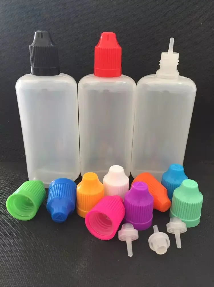 100ML PE Dropper Bottles With Colorful Caps and Long fine tips
