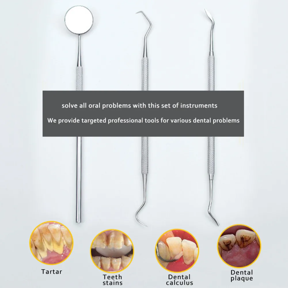 3 шт./компл. серповидный скалер изогнуты стоматологический зонд Капы зеркало отбеливание зубов инструменты стоматологическое лабораторное оборудование для гигиены полости рта