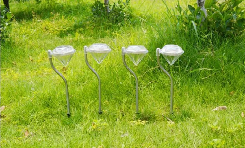 Emissor de Luz Caminho da Lâmpada Impermeável ao ar Lâmpadas de Decoração Luzes de Rua Paisagem da Lâmpada da Lanterna Diodo Solar Jardim Diamante Quintal Livre Gramado 10 Pcs 9 Lâmpadas solares