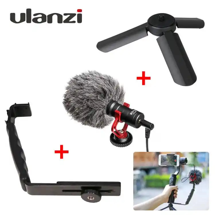 Микрофон Ручка L кронштейн с 2 крепления типа Горячий башмак для Zhiyun Smooth Q/ 3/Osmo