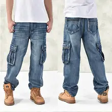 Модные мужские мешковатые хип-хоп джинсы размера плюс 30-46 с несколькими карманами для скейтборда, карго джинсы для мужчин, тактические джинсовые джоггеры