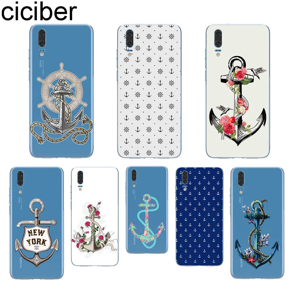

ciciber for Huawei P20 Lite Phone Case for huawei P20 P30 P10 P9 P8 Pro Lite Plus 2017 P smart 2019 Soft TPU Cover Funda Anchor