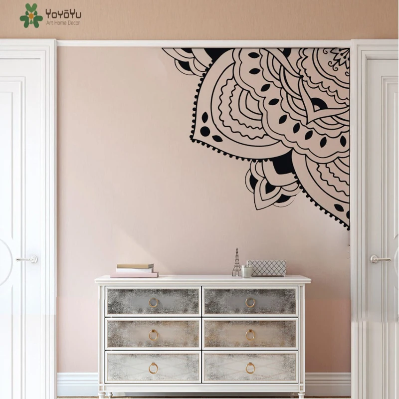 YOYOYU четверть мандала цветок наклейки на стену богемная виниловая наклейка Йога