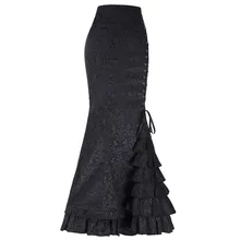 Женская юбка в стиле панк, ретро, юбка русалки, винтажная длинная облегающая гофрированная юбка с рыбий хвостом, Faldas Mujer Moda A#30