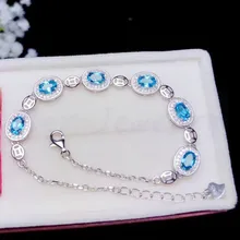 Натуральный Синий ожерелье из топаза браслет 0.6ct* шт. 6 шт. драгоценный камень натуральный настоящий голубой топаз 925 серебро# BL18120609