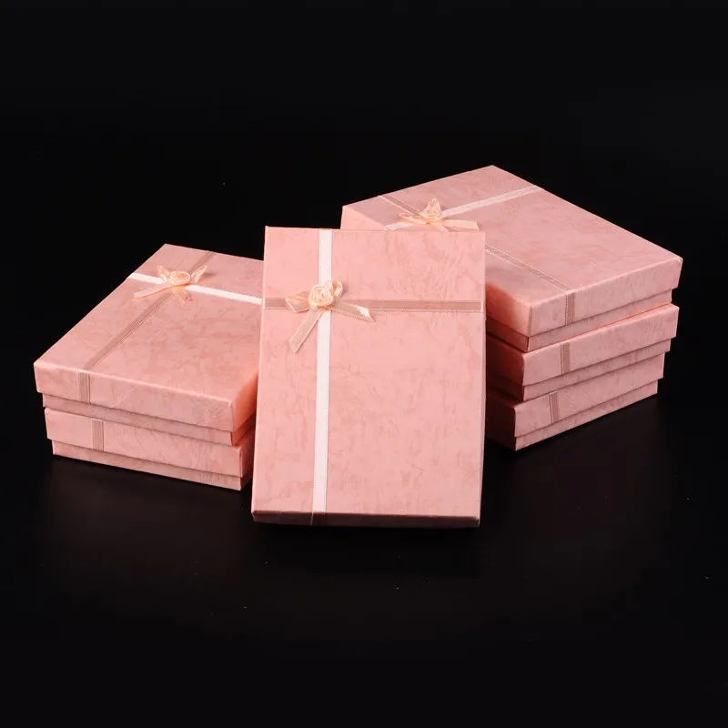 Коробки для ювелирных изделий 16x12x3 см прямоугольник с цветком и губкой внутри; Внутренний размер: 155x115 мм, 6 шт./лот - Цвет: Pink