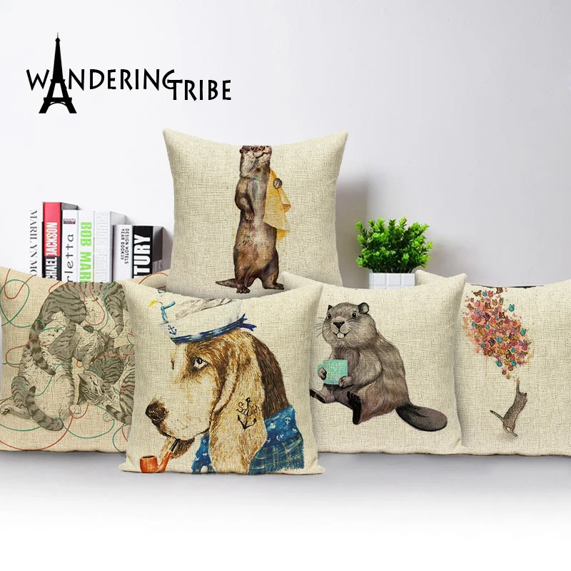 Unicorn pillow Decorative Jacquard The owl and dog cushion Soft Bed Home seat car Throw Pillow Multi colour Cushion Case Cover