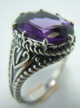 

The new 2014 fashion exquisite carving The ancient silver pattern purple Noble temperament The ancient silver ring