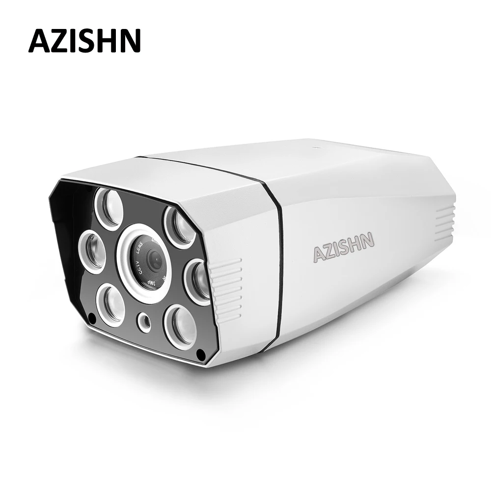 AZISHN H.265 IP Camera 2MP F22 4MP OV4689 25FPS ONVIF 6PCS Array LEDS IP66 Metal Outdoor Surveillance CCTV DC12V/PoE 48V | Безопасность