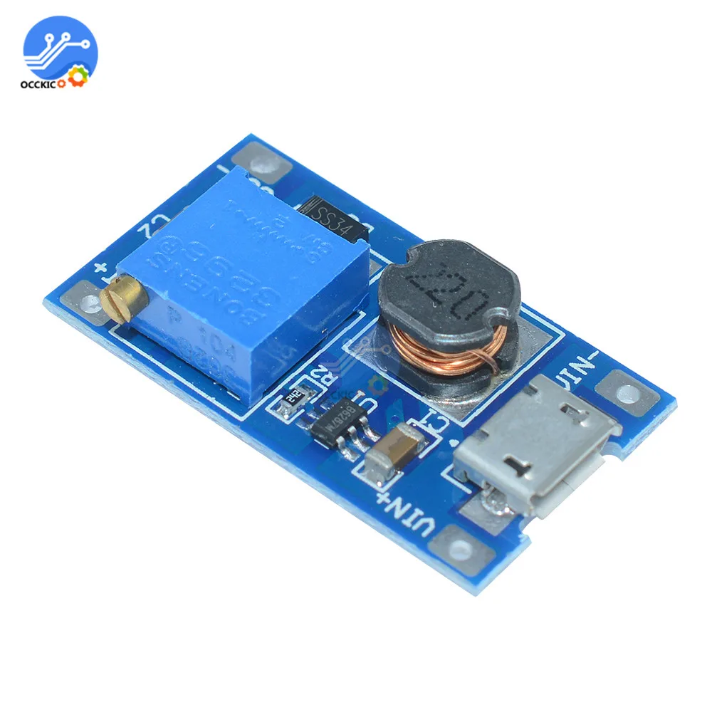 

1PCS MT3608 DC-DC Step-up Boost Charger Module with Micro USB 2-24V to 5V 9V 12V 28V for 18650 Battery Charger
