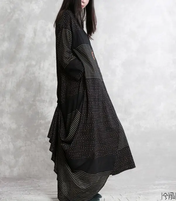 

Spring and Autumn New Women's Irregular Linen Long Sleeve Dress S80