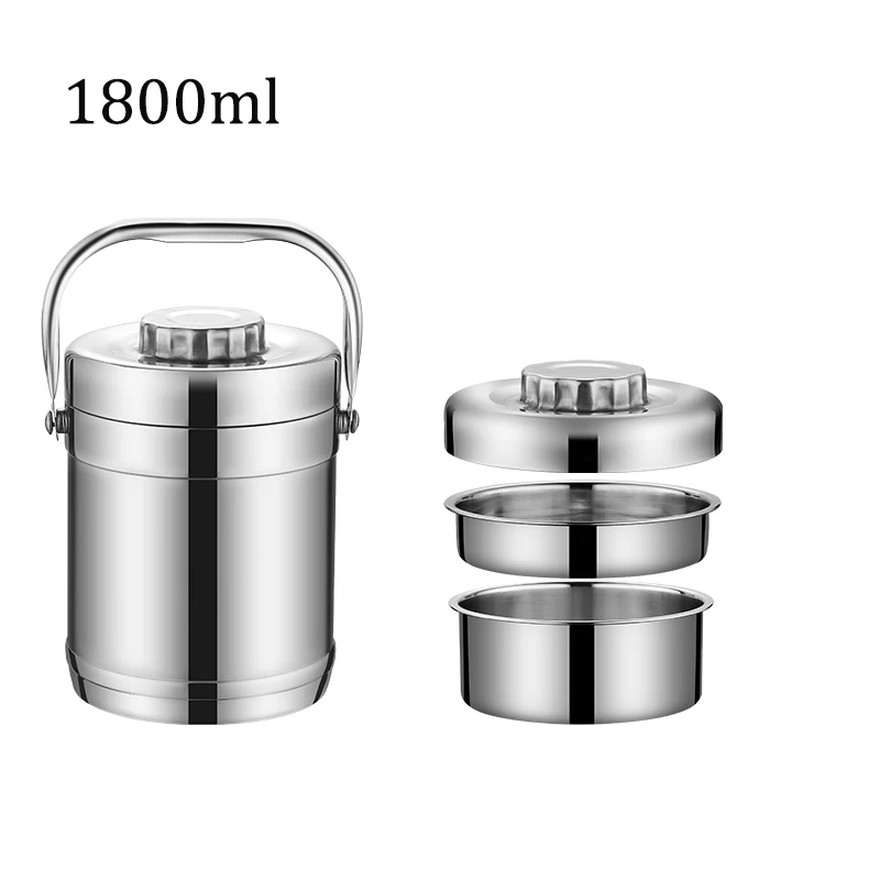 1800ml Straight Двухслойные вакуумные термо-контейнеры из нержавеющей стали с подогревом для детей, взрослых, школьников, студентов, большая переносная коробка для еды - Цвет: 1800ml Straight