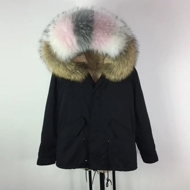 Fashion Black Women Winter Short fur Jacket S 4XL Size Natural Color