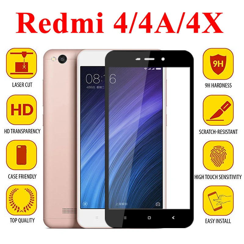 

Protective glass on ksiomi redmi 4x screen protector for xiaomi xiami red mi 4a tempered x4 xiomi 4 xaomi a4 armor redm shield