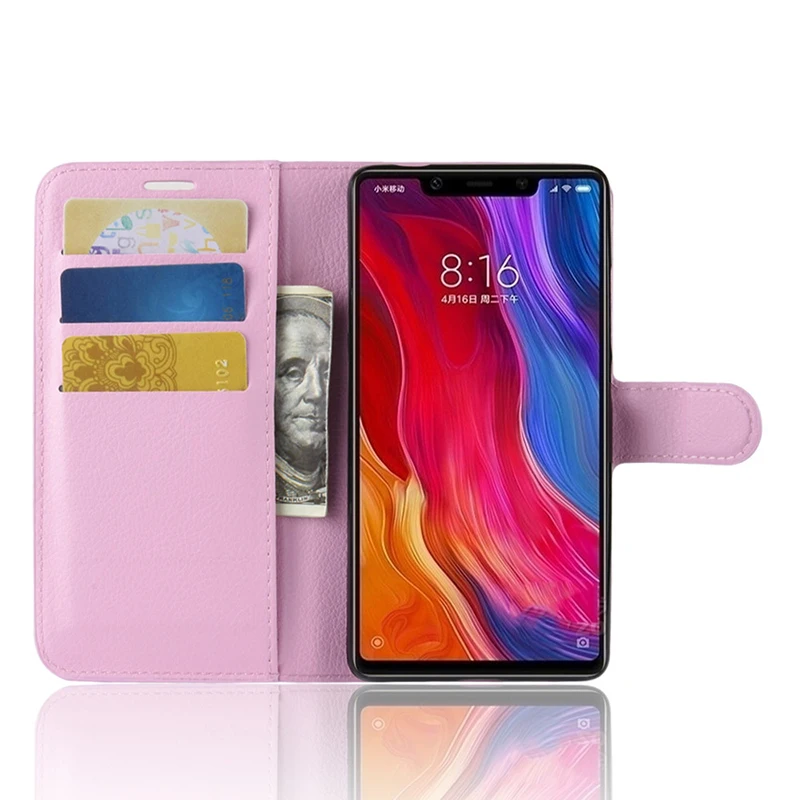 50 шт. кожаный чехол-книжка с магнитной подставкой для Xiaomi mi 9 Pro 8 SE Lite Note mi x Max 3 Play POCO F1 чехол с рисунком личи