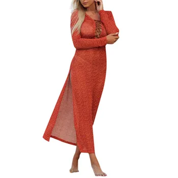 

Knit suntan blouse with slit band long beach Push Up Padded Bra off-shoulder one piece backless swimwear Beachwear set 40mr19