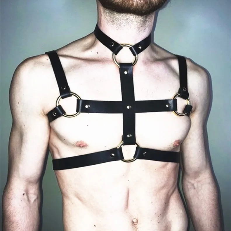 

New Gothic Punk Sexy Waist Belt PU Leather Harness Body Bondage Cage Straps Collars Style Bra Shape Men Halter Strap Jewelry