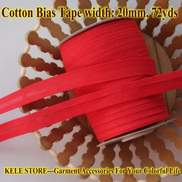 FREE SHIPPING 100 Cotton Bias tape, bias binding tape size20mm, width