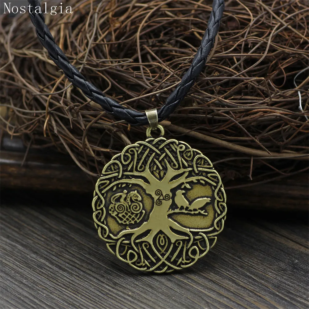 Ностальгия Древо жизни ожерелье Viking Men Thor Loki Asgard лошадь и один Ворон амулет Teen Wolf