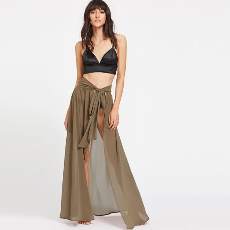 chiffon maxi skirt with slits