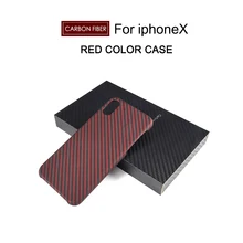Real de Fibra de Carbono caja Del Teléfono Celular para El Iphone X 7 7 Más 4.7 5.5 pulgadas Teléfono Protección Shell Textura Negro ROJO marrón