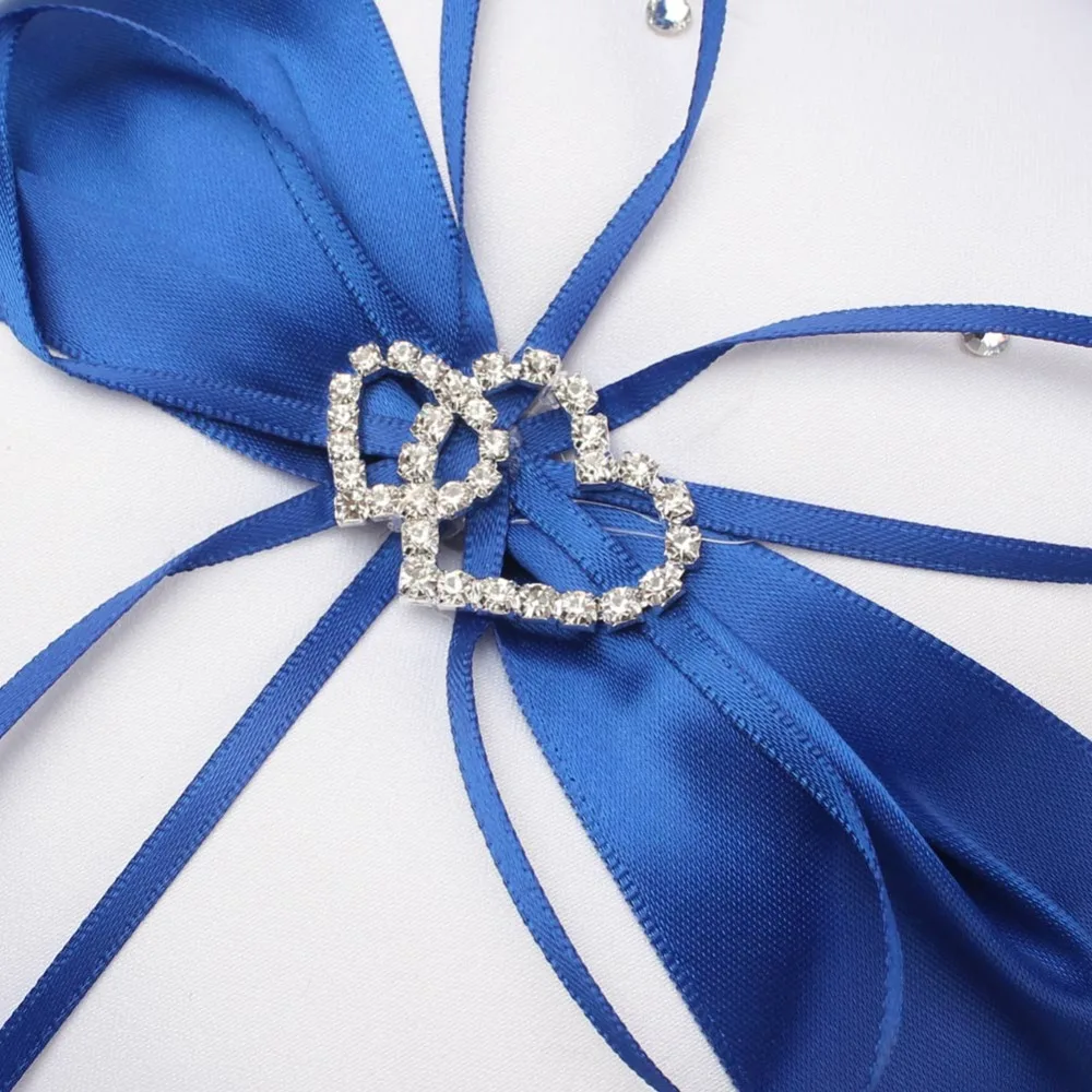 OurWarm 20X20 см обручальное кольцо Подушка бант из атласной ленты Подушка Двойное сердце подушка с геометрическим узором(алмаз) декор для свадебной вечеринки 7 цветов