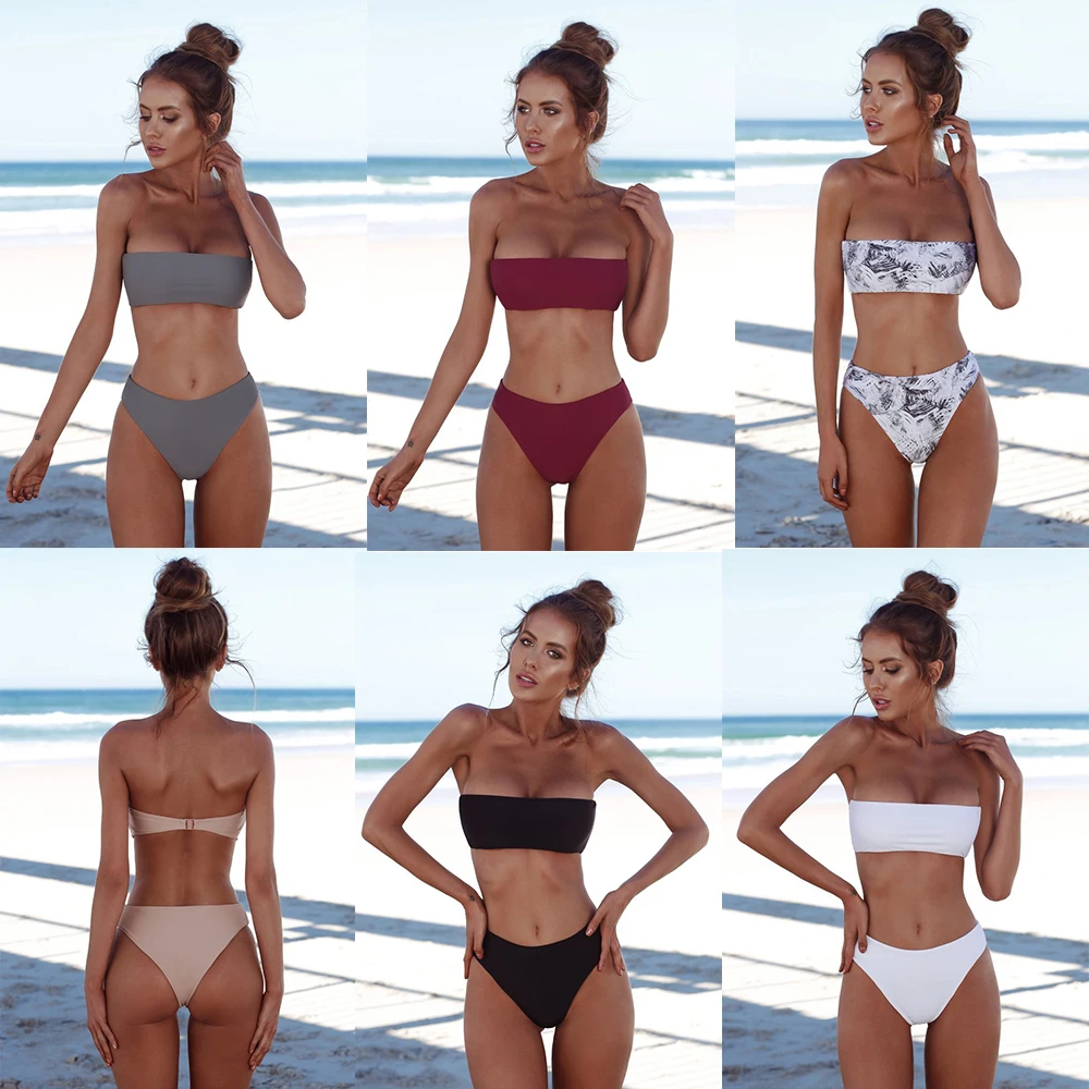

Sexy 2019 New Summer Women Solid Bikini Set Push-up Bra Swimsuit Triangle Swimming Suit biquini Brazilian Monokini Beach Wear