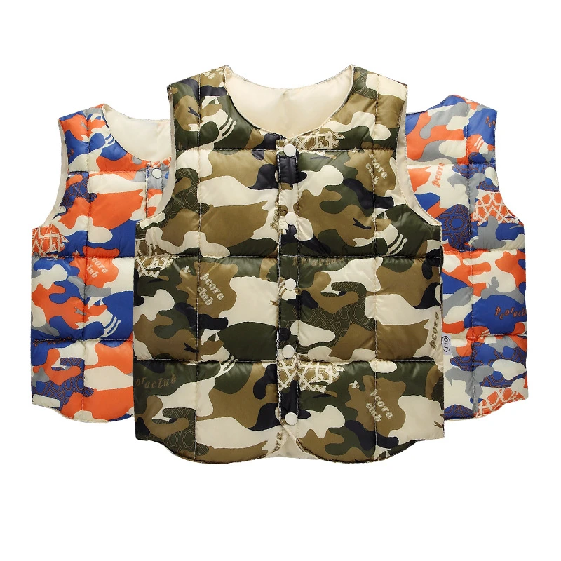 

Baby Boy Winter Vest Warm Children Boy's Camouflage Fashion Cute Kids Vest Boy Button Soft Sport For 4-7 Years Children Coat
