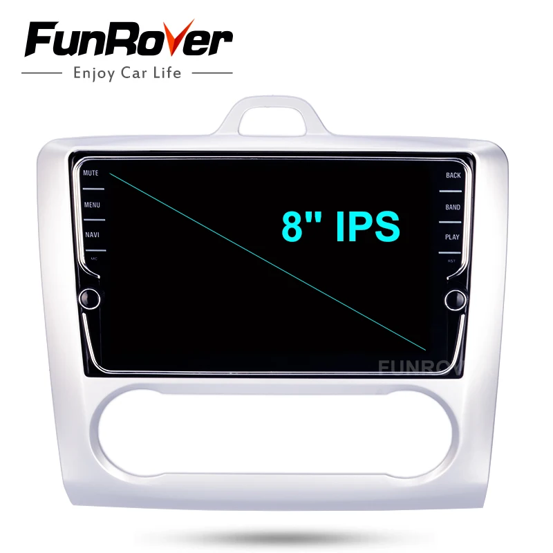 Funrover ips " 2 Din Android 8,0 автомобильный DVD мультимедийный плеер gps для ford focus 2 3 2004-2011 аудио автомобильный Радио Стерео навигатор bt