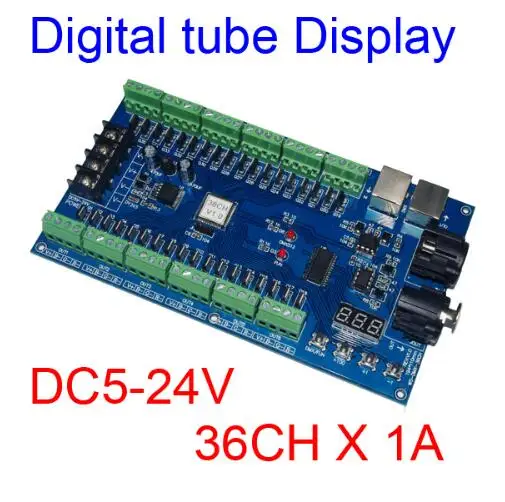 

DC5V-24V 36CH RGB DMX512 decoder LED DMX XRL 3P Controller 36 channel 12groups RGB MAX 36A output for LED strip LED lamp light