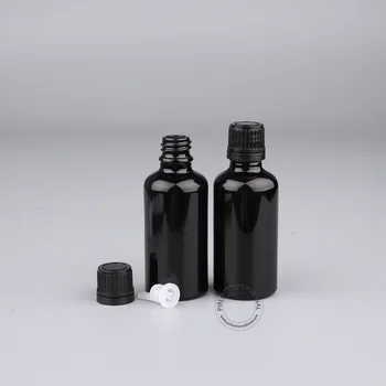 

Excellent 50ml/50cc Black Essential Oil Dropper Bottle With Tamper Evident Cap Makeup Packaging Vials 20pcs/lot Free Shipping