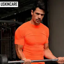 Men Fitness Comression T-shirt Polyester Base Layer Short-Sleeve O Neck Quick Dry Breathable Soft Elastic Running Gym Body Build