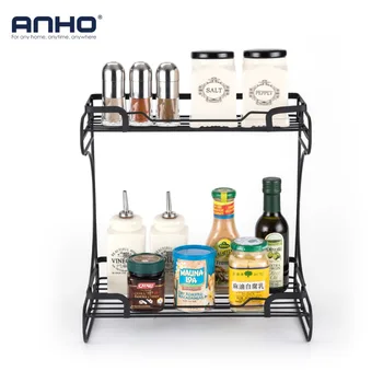 

Kitchen Shelf Rack For Spices Seasoning Bottles Storage Organizer Holders Display Stand Double Layer