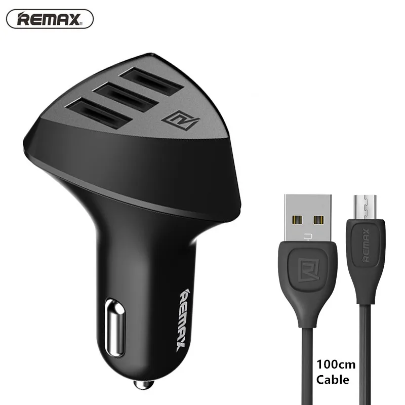 Автомобильное зарядное устройство remax с 3 usb-портами, 5 В/4,2 А, быстрая зарядка, 2 м, кабель micro usb для samsung, Xiaomi, redmi, huawei, usb зарядное устройство, адаптер - Тип штекера: Charger and 1M cable