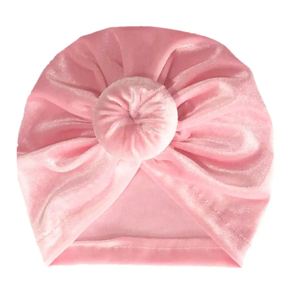 Мягкая повязка на голову с бантом для маленьких девочек; повязка на голову с большим помпоном - Цвет: G