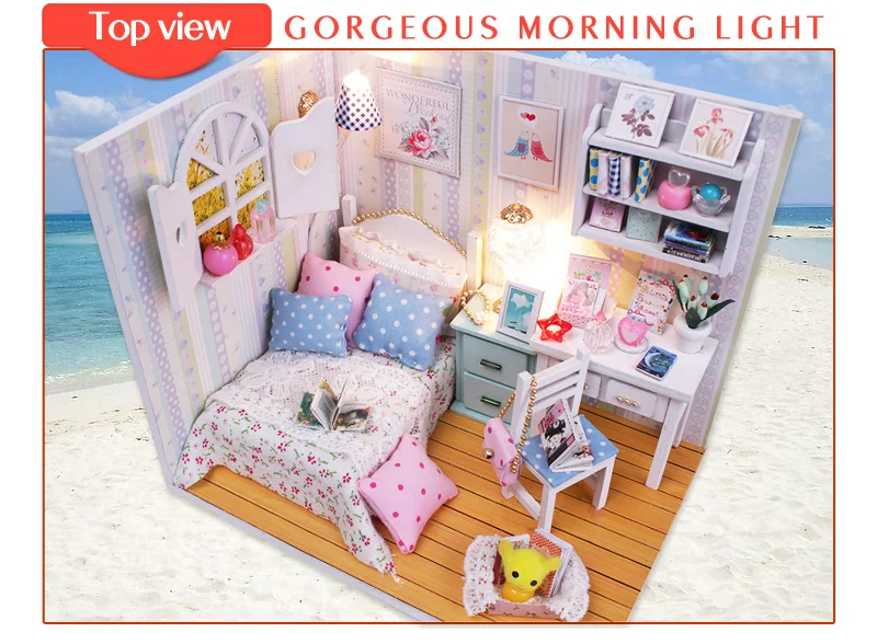 M013 M026 Игрушки для девочек DIY деревянный Розовый кукольный домик для девочек Miniaturas с мебелью поделки миниатюрные домики кукольный домик