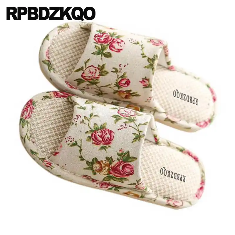 Home House Large Size Women Bedroom 43 44 Korean Summer Indoor Designer Ladies Slipper Big Slides Shoes Guest Footwear Flower