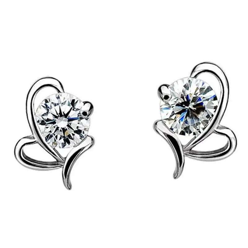 

Korean Women In Europe And America Bow Heart-shaped Earrings Ms. Upscale Water Language Hypoallergenic Ear Jewelry Wholesale