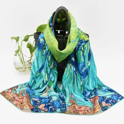 100% 2018 шелковый шарф чистый мягкий шелк Мода Горячая знаменитая картина маслом женские роскошные брендовые Дизайнерские шарфы для подарков